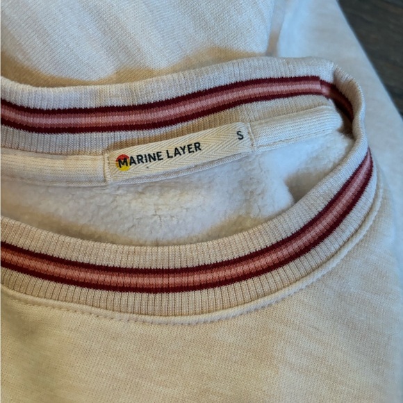 Marine Layer Anytime Crewneck Sweatshirt, oatmeal color, size XS comfy cozy soft - Picture 4 of 7